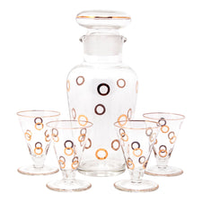 Vintage Gold Circles Decanter Cocktail Set Front | The Hour Shop