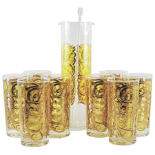 Vintage Yellow & Gold Cocktail Pitcher Set, The Hour Shop