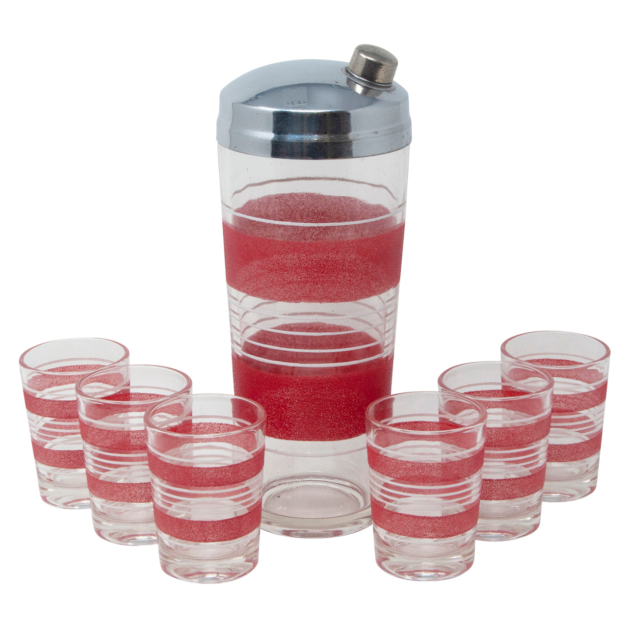 Vintage Red & White Stripes Cocktail Shaker Set | The Hour Shop