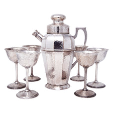 Vintage Apollo Silver Co. Hammered ESPN Cocktail Shaker Set Front | The Hour Shop