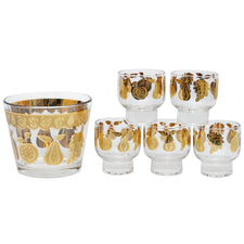 Vintage Culver Gold Florentine Glass Ice Bucket Set | The Hour