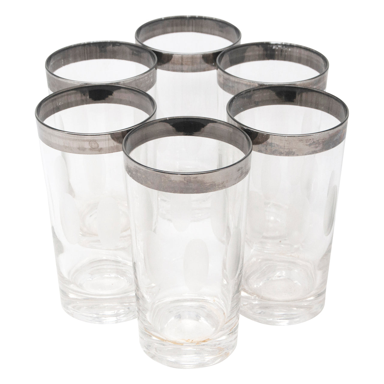 Vintage Mercury Band Etched Ovals Collins Glasses | The Hour Shop