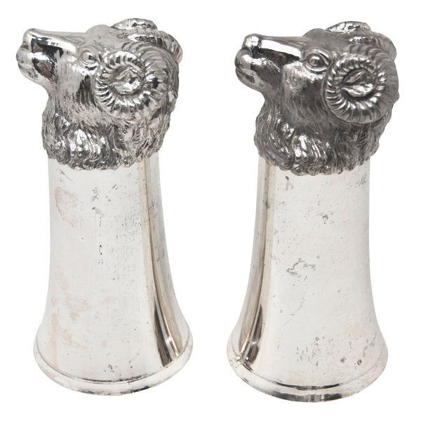 Vintage Rams Head Silver Plate Stirrup Cups | The Hour Shop