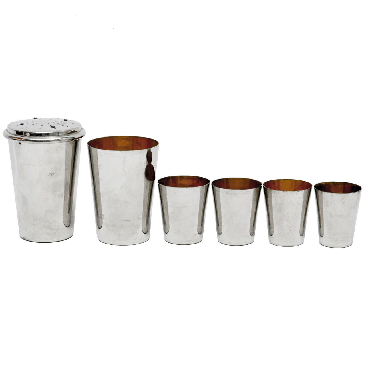 Vintage German Nested Chrome Cocktail Shaker Travel Set | The Hour Shop