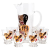 Vintage Gold, Black & Red Stylized Rooster Cocktail Pitcher Set Front | The Hour Shop