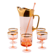 Vintage Pink & Gold Hungarian Cocktail Pitcher Set | The Hour