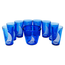 Vintage Hazel Atlas Cobalt Sailboat Ice Bucket Cocktail Set | The Hour Shop