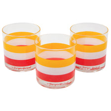 Vintage Georges Briard Yellow White Orange Cabana Rocks Glasses | The Hour Shop