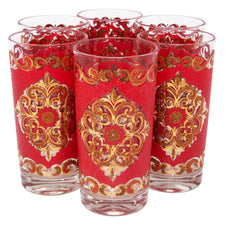 Vintage Starlyte Gold & Red Collins Glasses | The Hour Shop