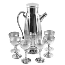 Vintage Chrome Ribbed Lines Cocktail Shaker Set | The Hour Shop