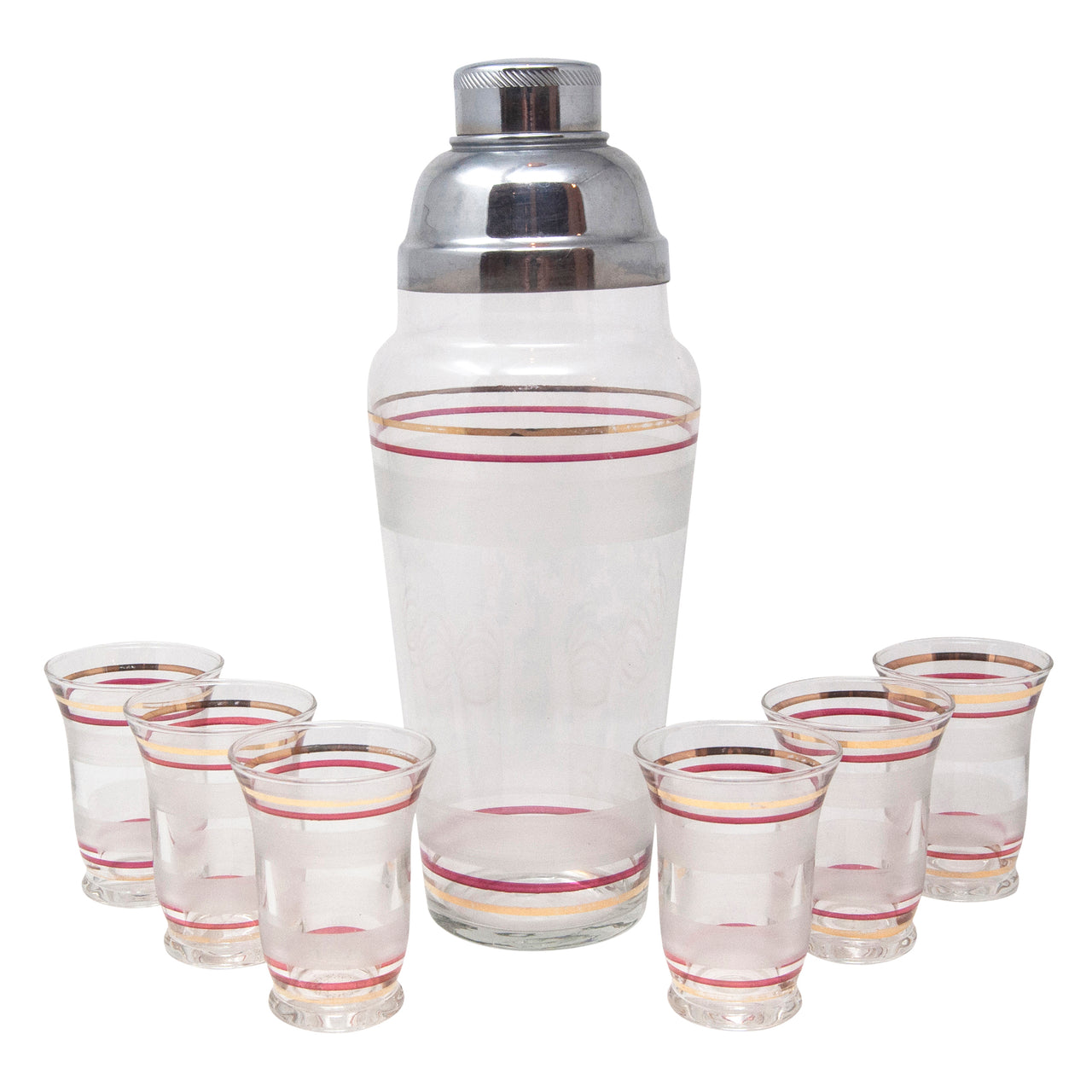 Vintage Frosted Bands Cocktail Shaker Set | The Hour Shop