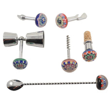 Millefiori Hand Blown Glass Bar Tool Set | The Hour Barware