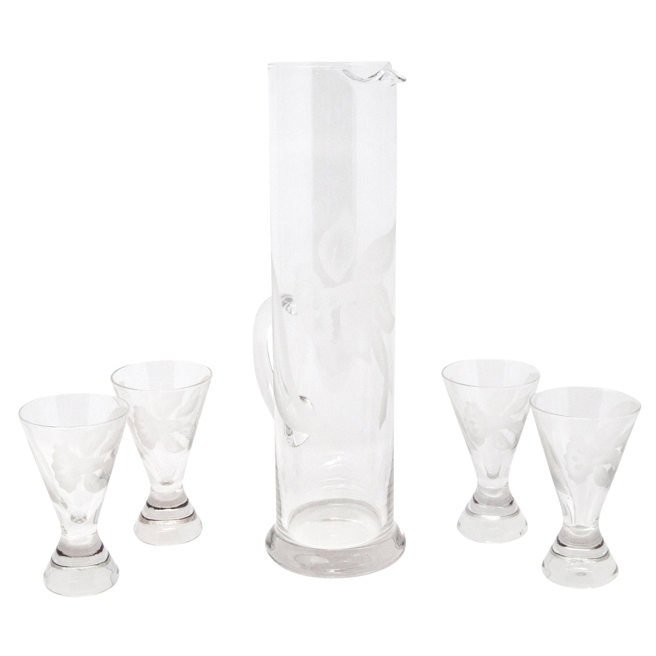 Vintage Etched Daffodil Cocktail Pitcher Set | The Hour Shop