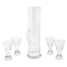 Vintage Etched Daffodil Cocktail Pitcher Set | The Hour Shop