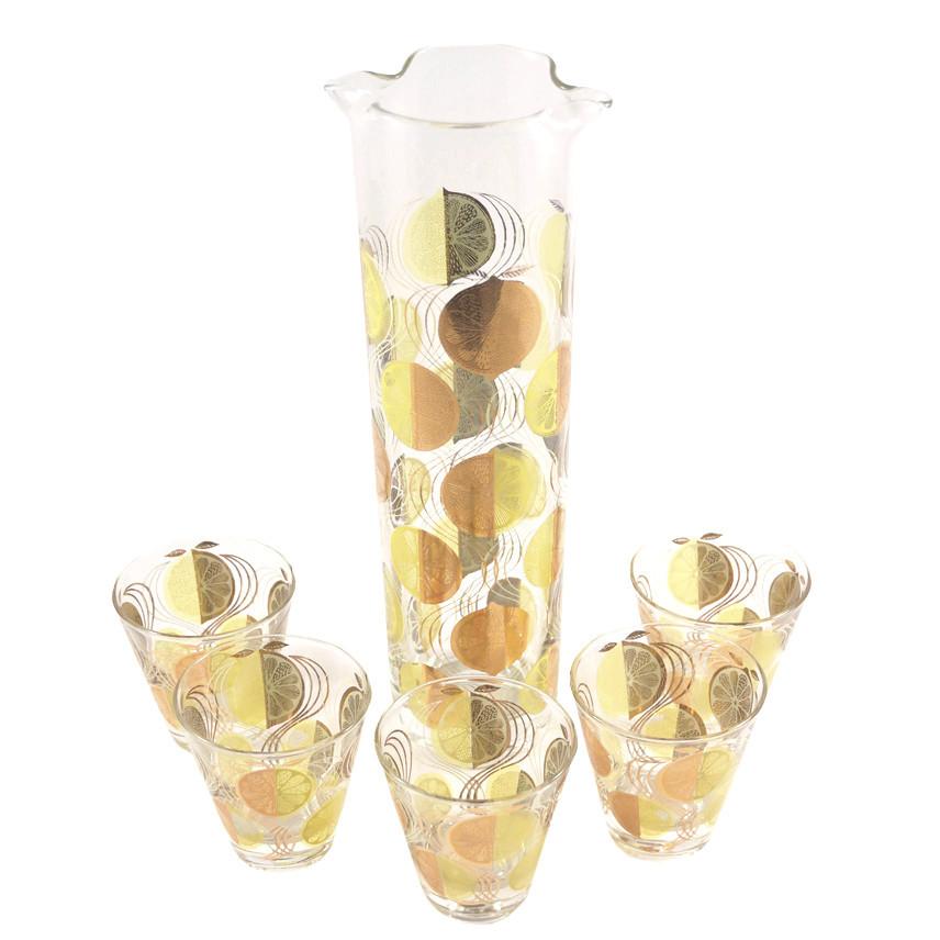 Lemon Slices Cocktail Pitcher Set | The Hour Shop Vintage Glass