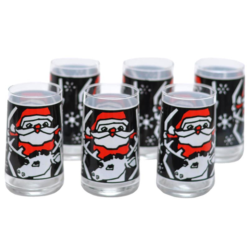 Santa & Reindeer Tumbler Glasses | The Hour Shop Vintage