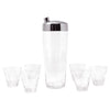 Vintage Etched Criss Cross Dashes Cocktail Shaker Set Shaker Front | The Hour Shop