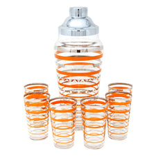 Vintage Orange & Silver Rings Cocktail Shaker Set | The Hour Shop