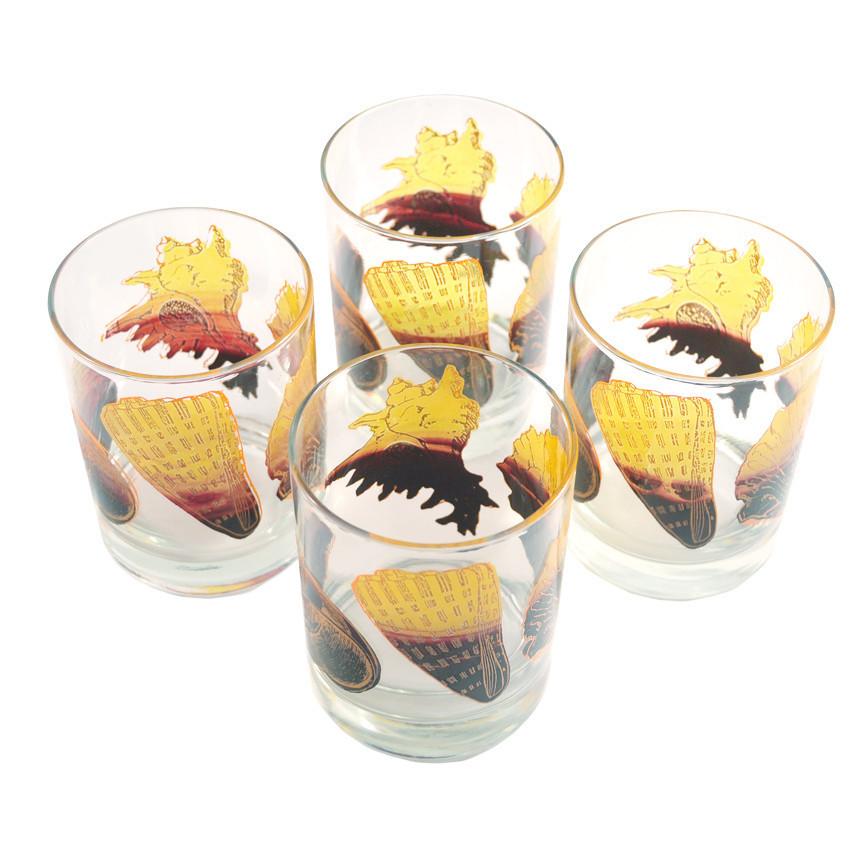 Vintage Yellow & Brown Seashell Rocks Glasses | The Hour