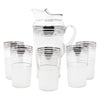 Vintage MacBeth-Evans Silver Band Frosted Cocktail Pitcher Set Front | The Hour Shop