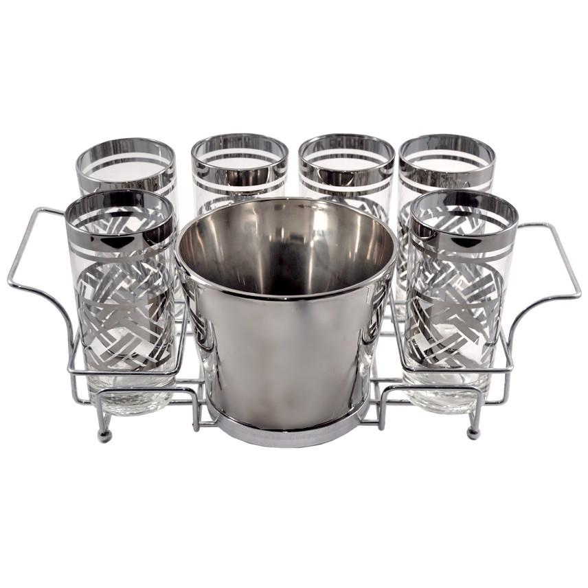 The Hour Shop, Vintage Mercury Glass Bucket Caddy Set