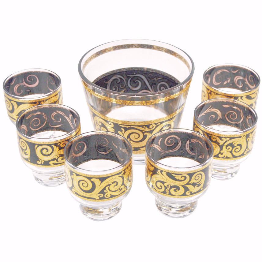 The Hour, Vintage Culver Ebony Baroque Ice Bucket Set