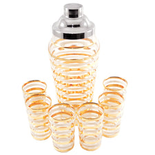 Vintage Gold & White Band Cocktail Shaker Set | The Hour Shop