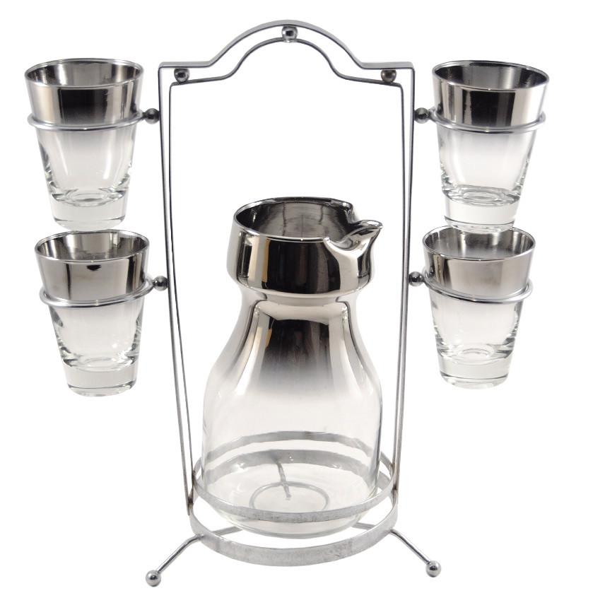 Vintage Mercury Cocktail Pitcher Caddy Set, The Hour