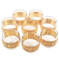 The Hour, Vintage Culver Gold Fruit Roly Poly Glasses