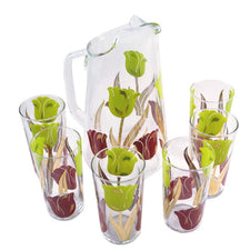 Mid Century Tulips Pitcher and Glasses Set, The Hour