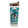 Vintage Teal & Gold Geometric Pattern Cocktail Shaker Set Shaker Front | The Hour Shop