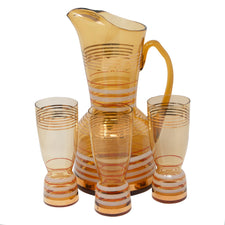 Vintage Bohemian Amber Cocktail Pitcher Set | The Hour Shop