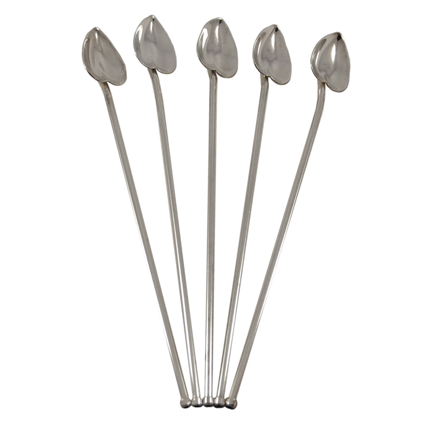 Vintage Raimond Italian Silver Plate Heart Spoon Sipper Straws Side | The Hour Shop