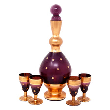 Vintage Art Deco Amethyst & Gold Polka Dot Decanter Set | The Hour Shop