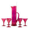 Vintage West Virginia Glass Cranberry Red Cocktail Pitcher Set Top View | The Hour Shop