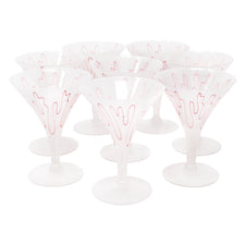 Vintage Pink Swirl Frosted Martini Cocktail Glasses | The Hour Shop