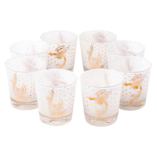 Fred Press White Cased Gold Rooster Rocks Glasses