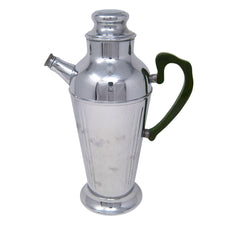 Vintage Ribbed Chrome Green Handle Cocktail Shaker | The Hour Shop