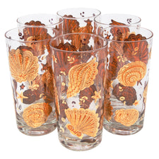 Vintage Culver Gold and Orange Seashells Collins Glasses | The Hour Shop