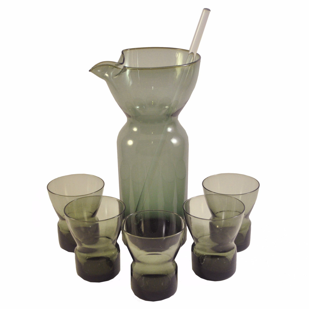 Vintage MCM Swedish Smoke Glass Cocktail Set, The Hour
