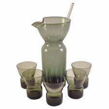 Vintage MCM Swedish Smoke Glass Cocktail Set, The Hour