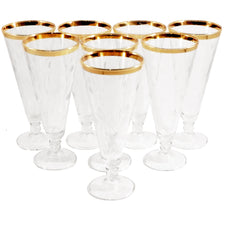 Vintage Gold Rim Etched Pilsner Glasses | The Hour Shop