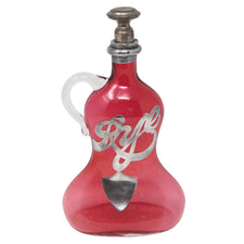 Vintage Ruby Red & Sterling Rye Art Deco Decanter | The Hour Shop