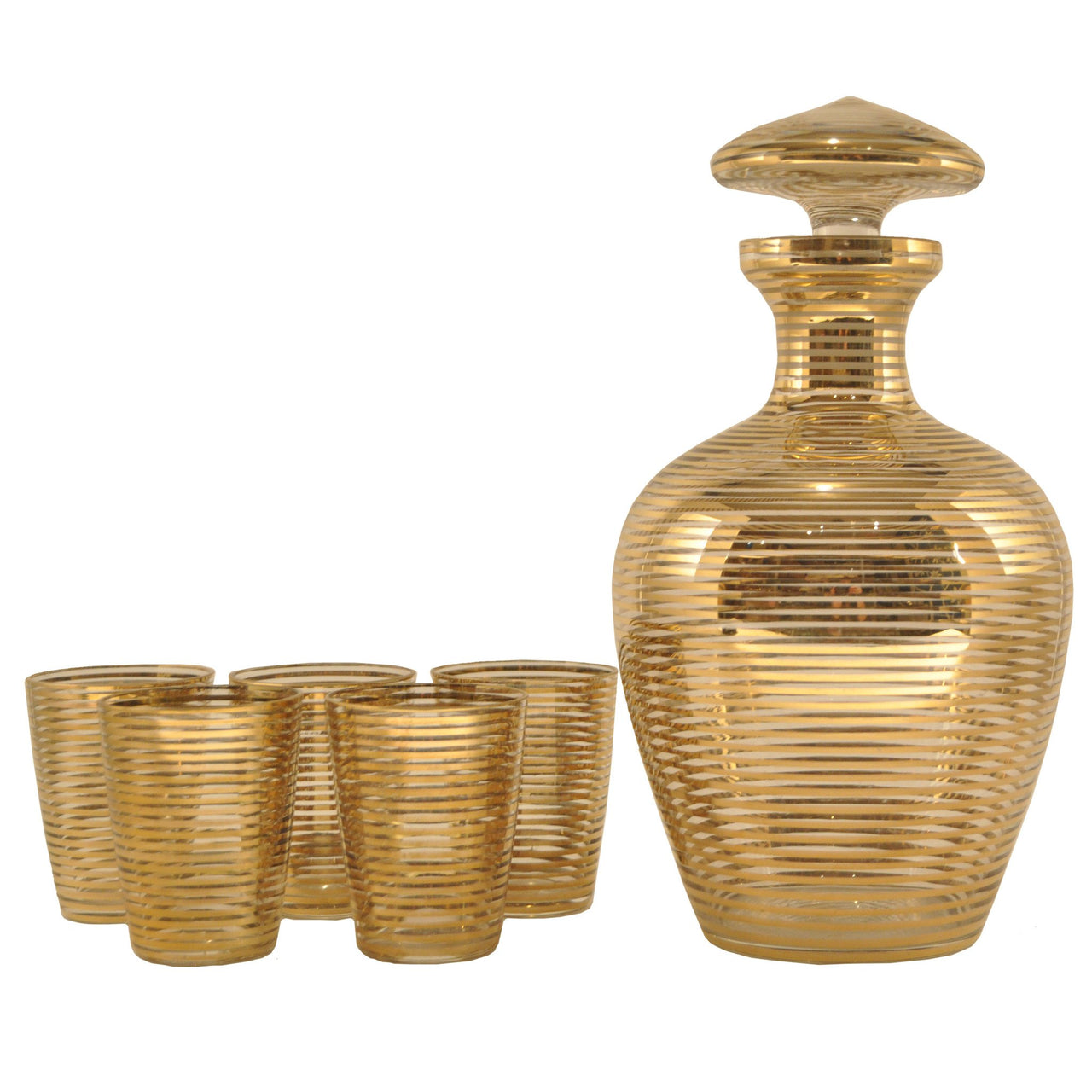 Gold Ring Art Deco Czech Decanter Set | The Hour Shop Vintage