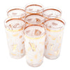 Vintage White & Gold Cocktail Motif Collins Glasses Top | The Hour Shop