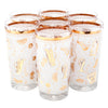 Vintage White & Gold Cocktail Motif Collins Glasses | The Hour Shop