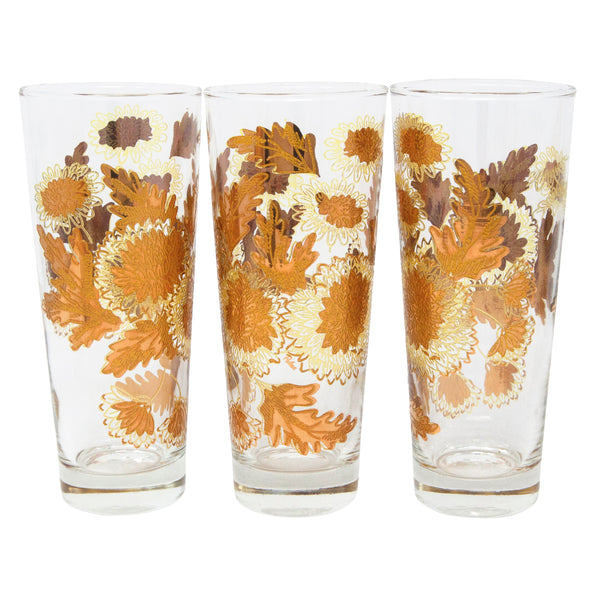 Collins Glasses, Yellow Bubble Glass Thumbprint Tumblers, Crinkle