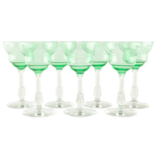 Green Cup Clear Stem Cocktail Glasses