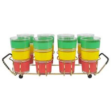 Vintage Red Yellow & Green Band Glass Caddy, The Hour Shop