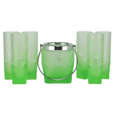 Green Frosted Ice Bucket & Glasses Set | The Hour Shop Vintage